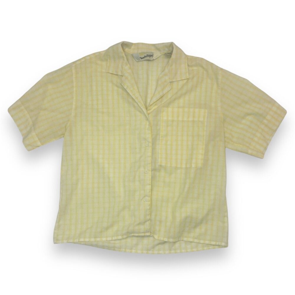 Vintage Diane Von Furstenberg Yellow Striped Shirt (Size Large)